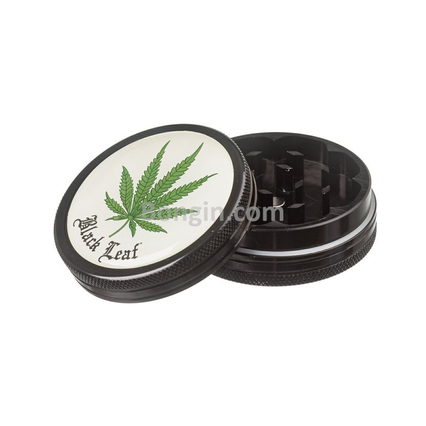 Metal Grinder Black Leaf - Marijuana Leaf