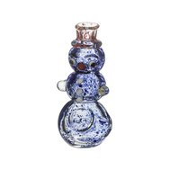 Glass Pipe Mini Snowman Blue