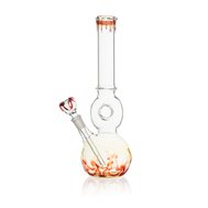 Silver Fumed Glass Ring Bong, Red
