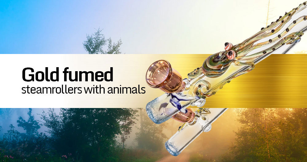 Gold fumed steamrollers with animals